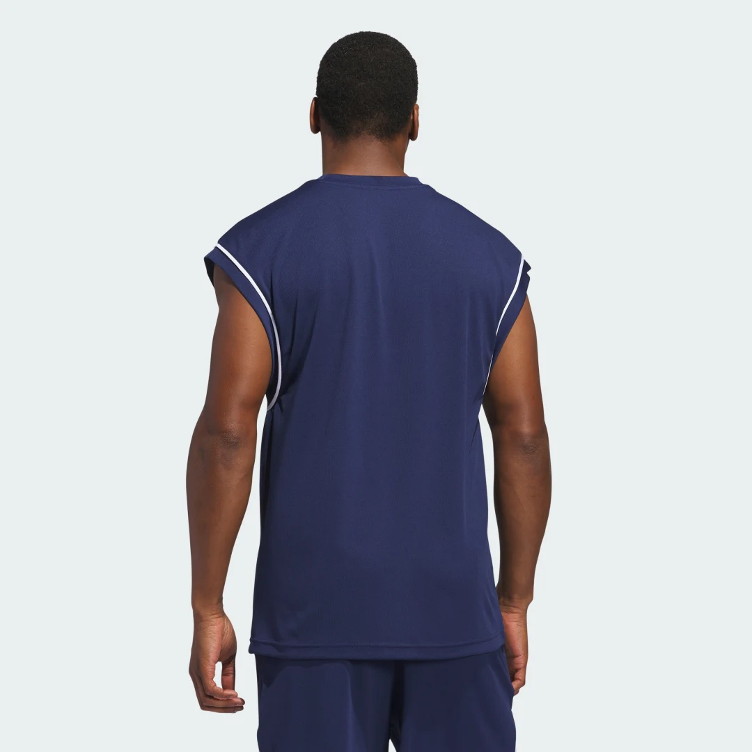 Detalle 2 de Camiseta sin mangas adidas Basketball All-World (Azul) – una opción práctica para entrenar y jugar