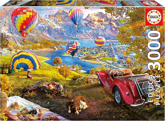 Detalle de Educa - El Valle de los Globos Aerostáticos 🪂 Puzzle 3000 Piezas, 120x85 cm