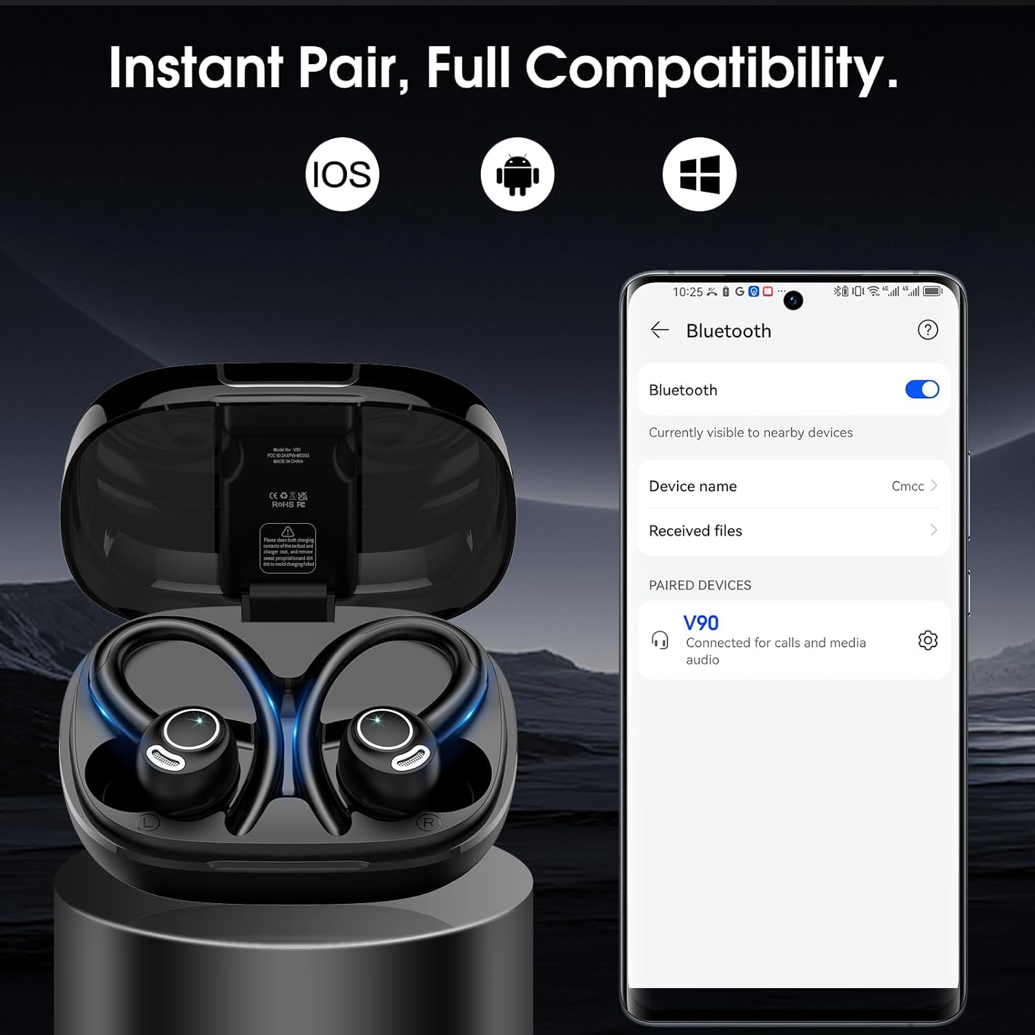 Thumbnail 6 de Wireless Earbuds Bluetooth 5.3 with ENC Mic, IPX7, 48H Battery & Secure Earhooks