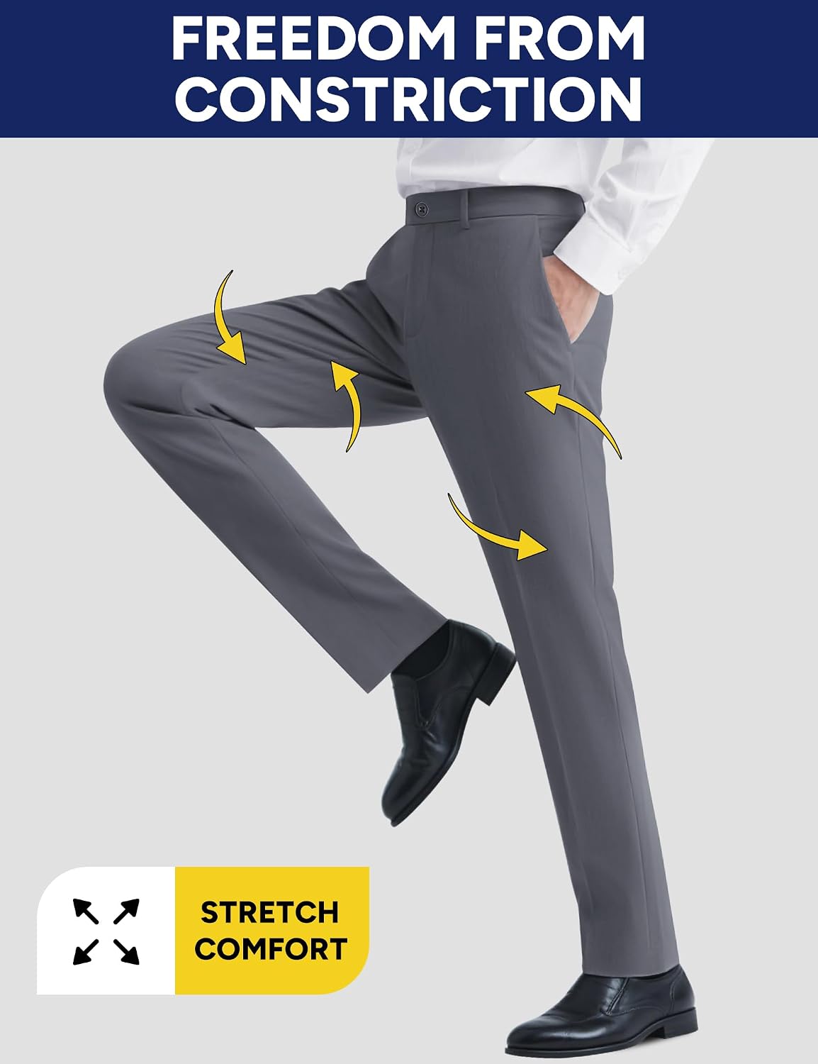 Detalle 2 de Pacific Perfect 4-Way Stretch Men's Dress Pants, 3 Fits, Expandable Waist