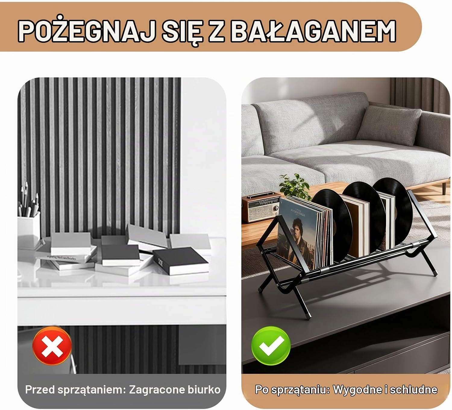 Detalle 2 de MHYMX CLDE00280 – metalowy stojak na płyty winylowe, rozsuwany 43–75 cm