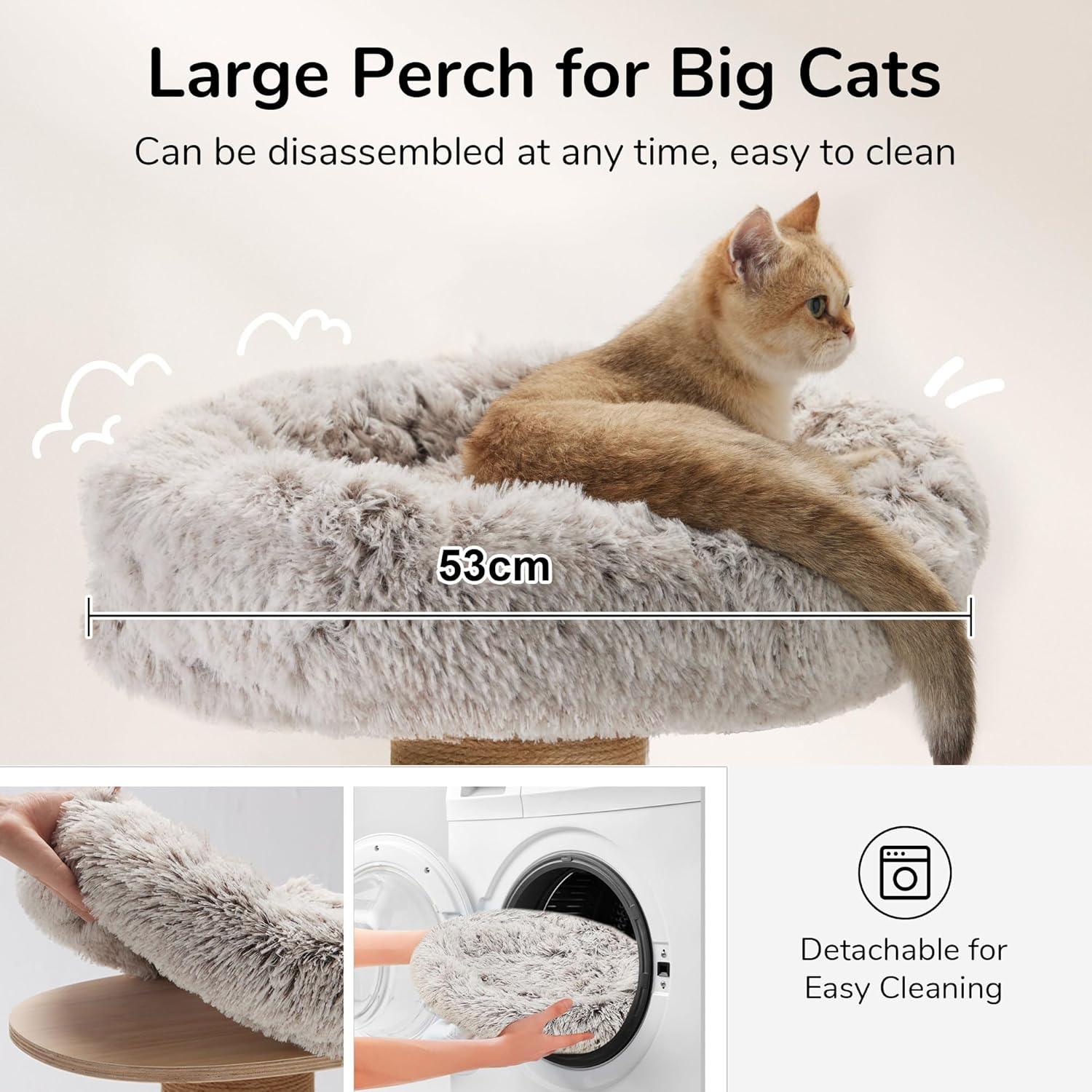 Thumbnail 5 de FUKUMARU Cat Tree 5 in 1 (155cm) with 4 Levels, 6 Scratching Posts & Detachable Cushions