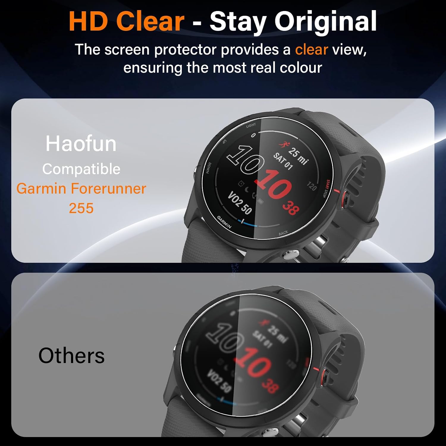 Thumbnail 1 de Haofun Schutzfolie Set für Garmin Forerunner 255/255 Music – 9H Glas + 4 Silikonstaubstopper