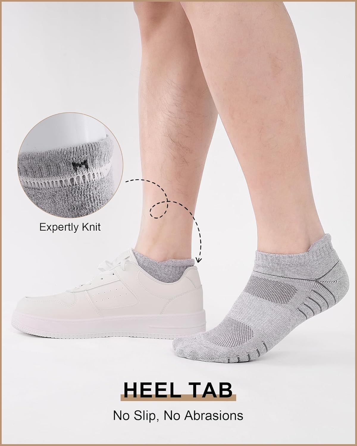 Detalle de Niorasen Mens Running Socks 6 Pairs: Cushioned, Breathable Ankle Trainers for Running and Everyday Wear