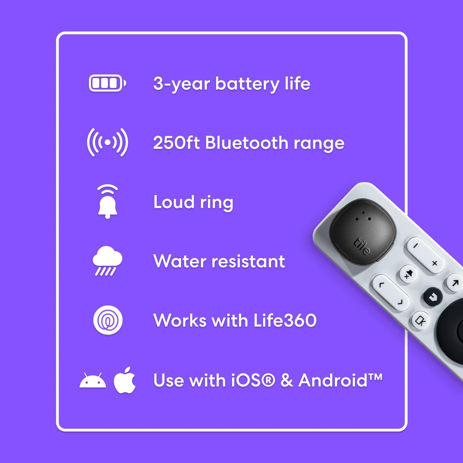 Thumbnail 6 de Tile by Life360 Sticker (Small Bluetooth Tracker) – Black adhesive tracker for bikes, glasses and more