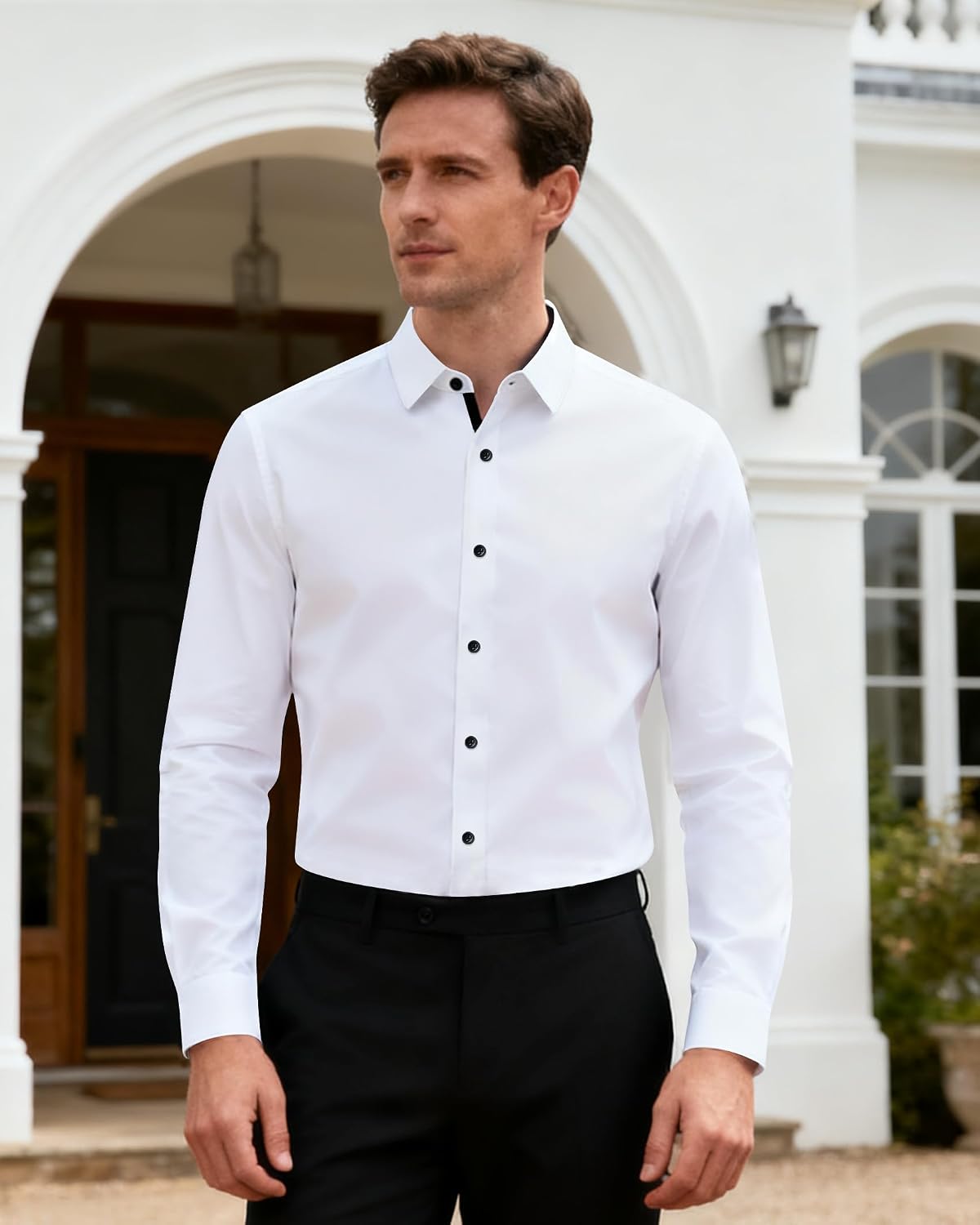 Detalle de J.VER Slim Fit Dress Shirt with stretch