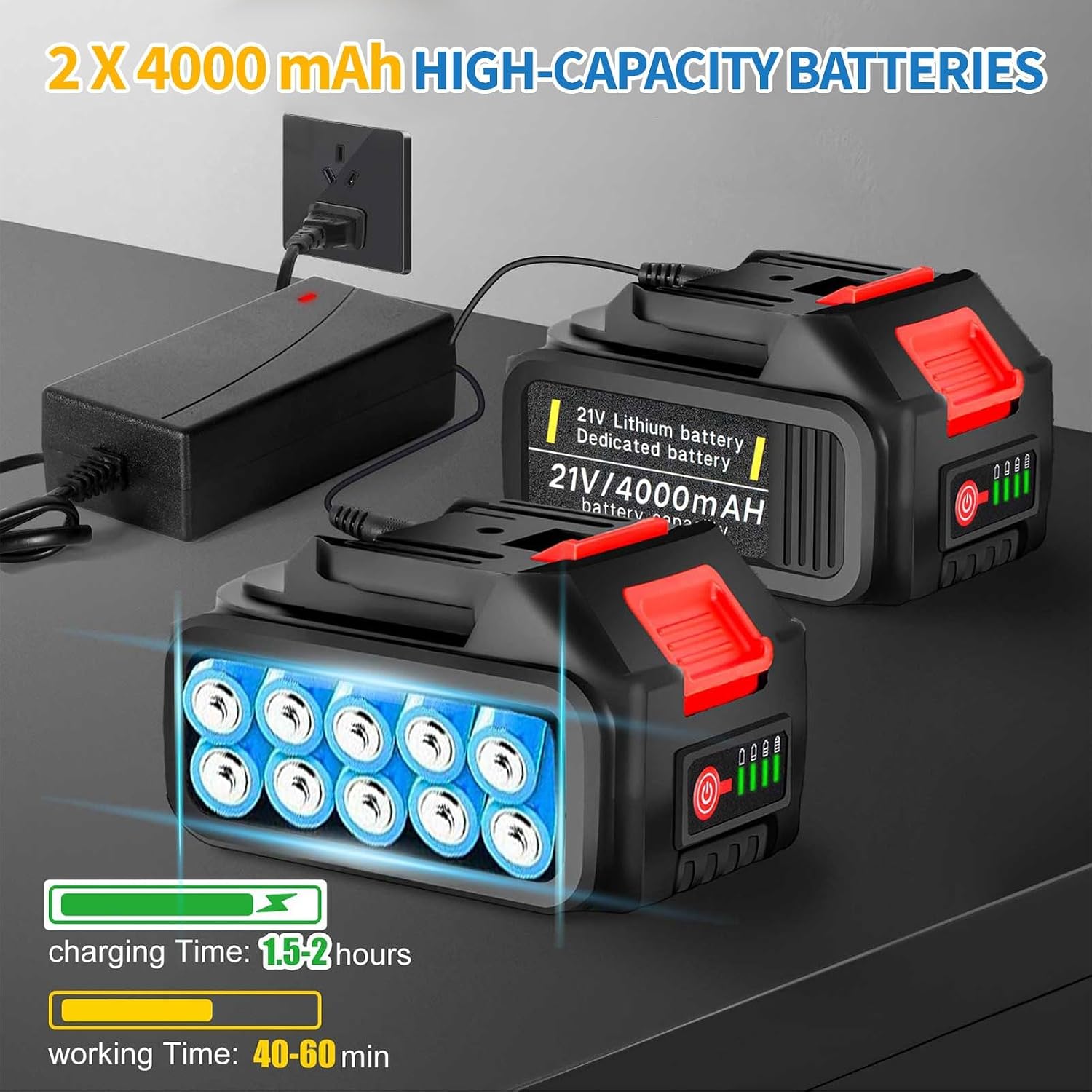 Thumbnail 2 de Fiutazge HY-08 accu-bosmaaier 4-in-1, 21 V met draaibare kop