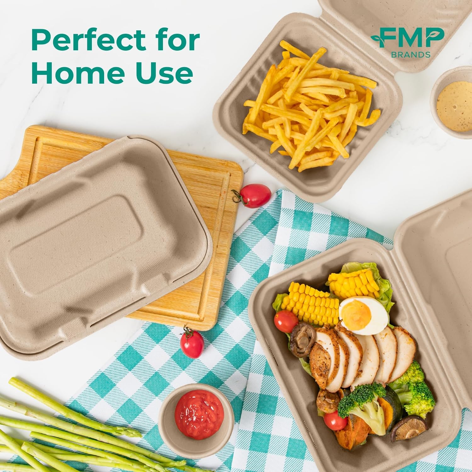 Thumbnail 6 de Fit Meal Prep 100 Pack 9x6 Compostable To Go Food Containers