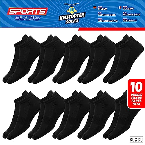 Detalle de SOXCO Socquettes de sport basses noires, taille 47-50, lot de 10 paires
