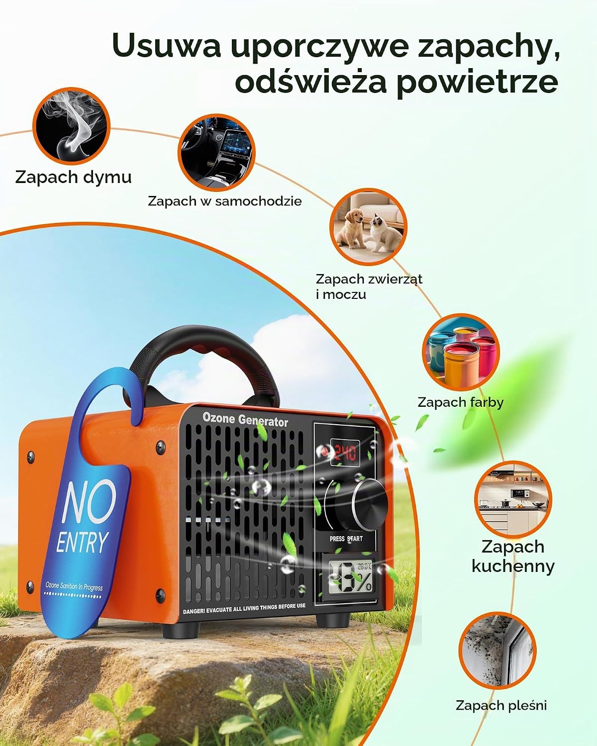 Detalle de LUXVANO FL-10H – generator ozonu 168 000 mg/h, timer 240 min i wyświetlacz