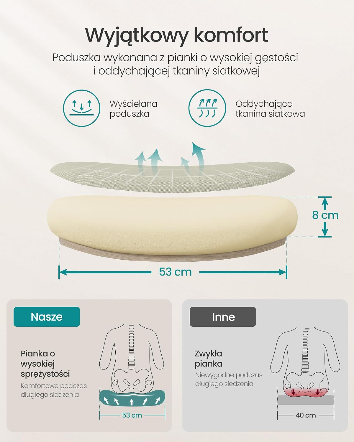 Detalle 1 de SONGMICS UOBN037K02 – ergonomiczny fotel biurowy z siatką, zagłówkiem i regulacją