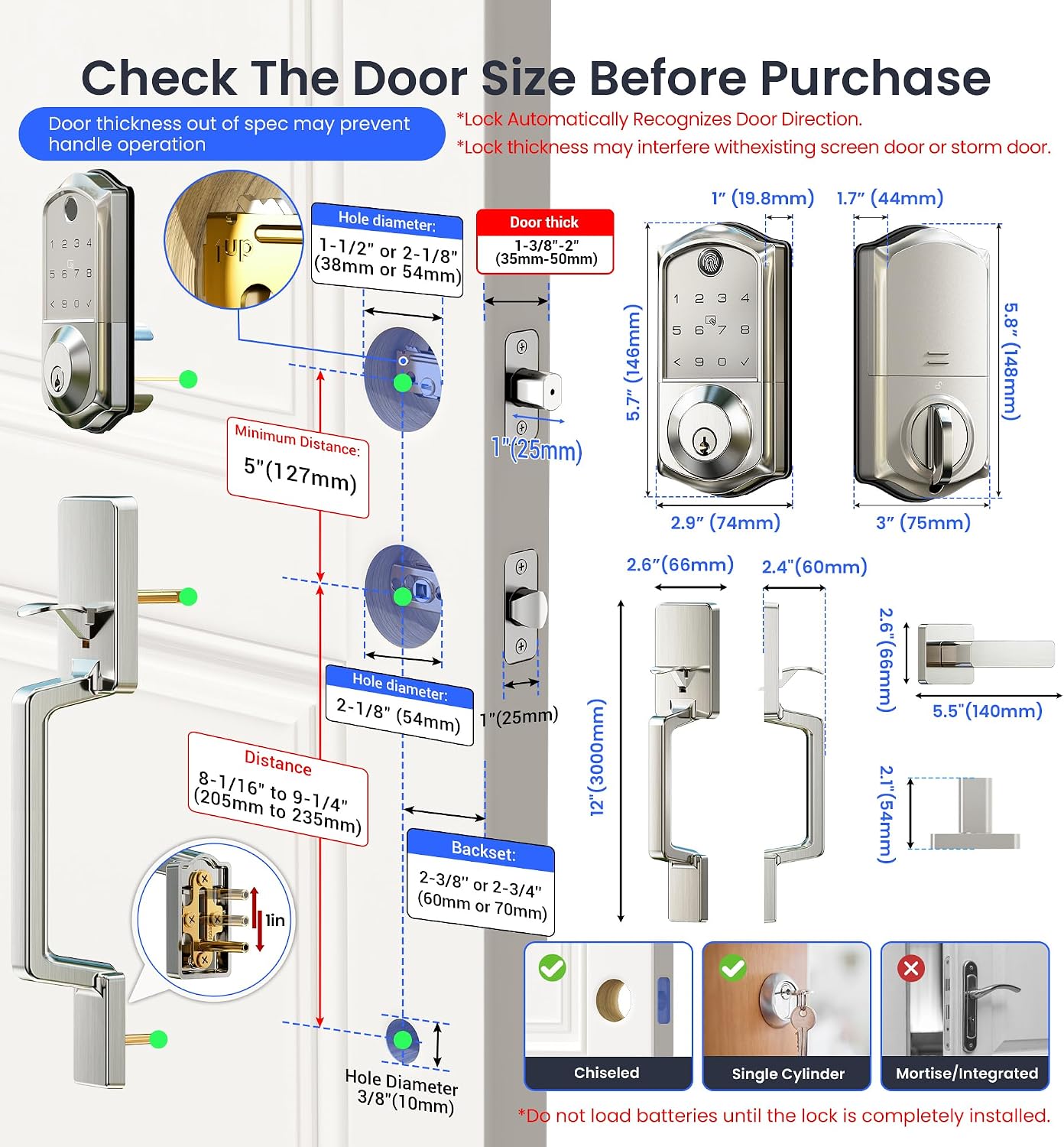 Detalle 2 de Veise Smart Front Door Lock Set, Satin Nickel