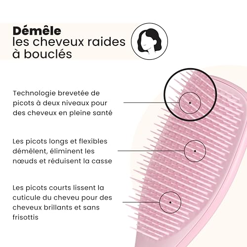 Detalle de Tangle Teezer Ultimate Detangler – Brosse à Cheveux Démêlante 2 niveaux, Rose Millennial