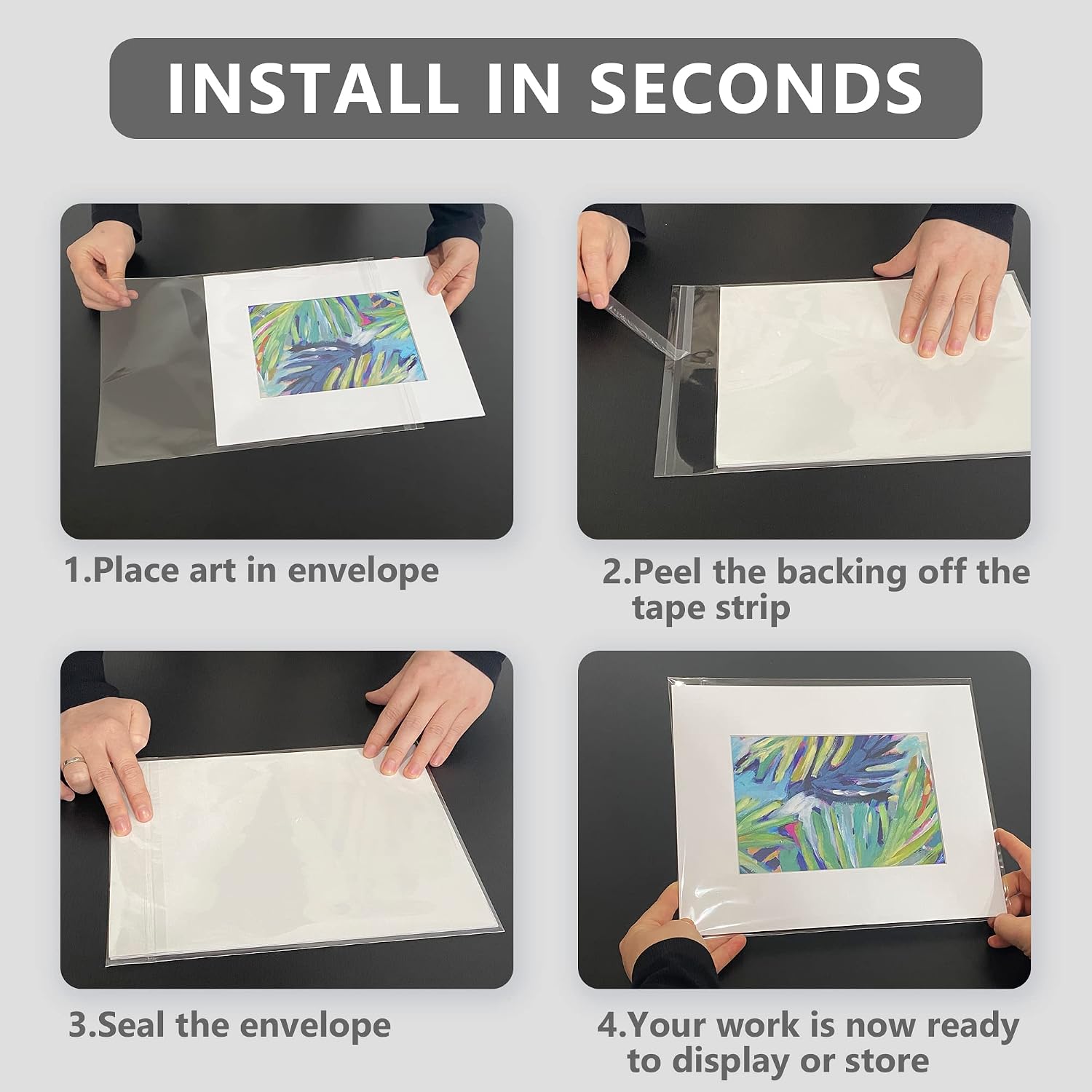 Thumbnail 6 de Somime 50-Pack Acid-Free Clear Art Print Sleeves, 9 3/8" x 12 2/5