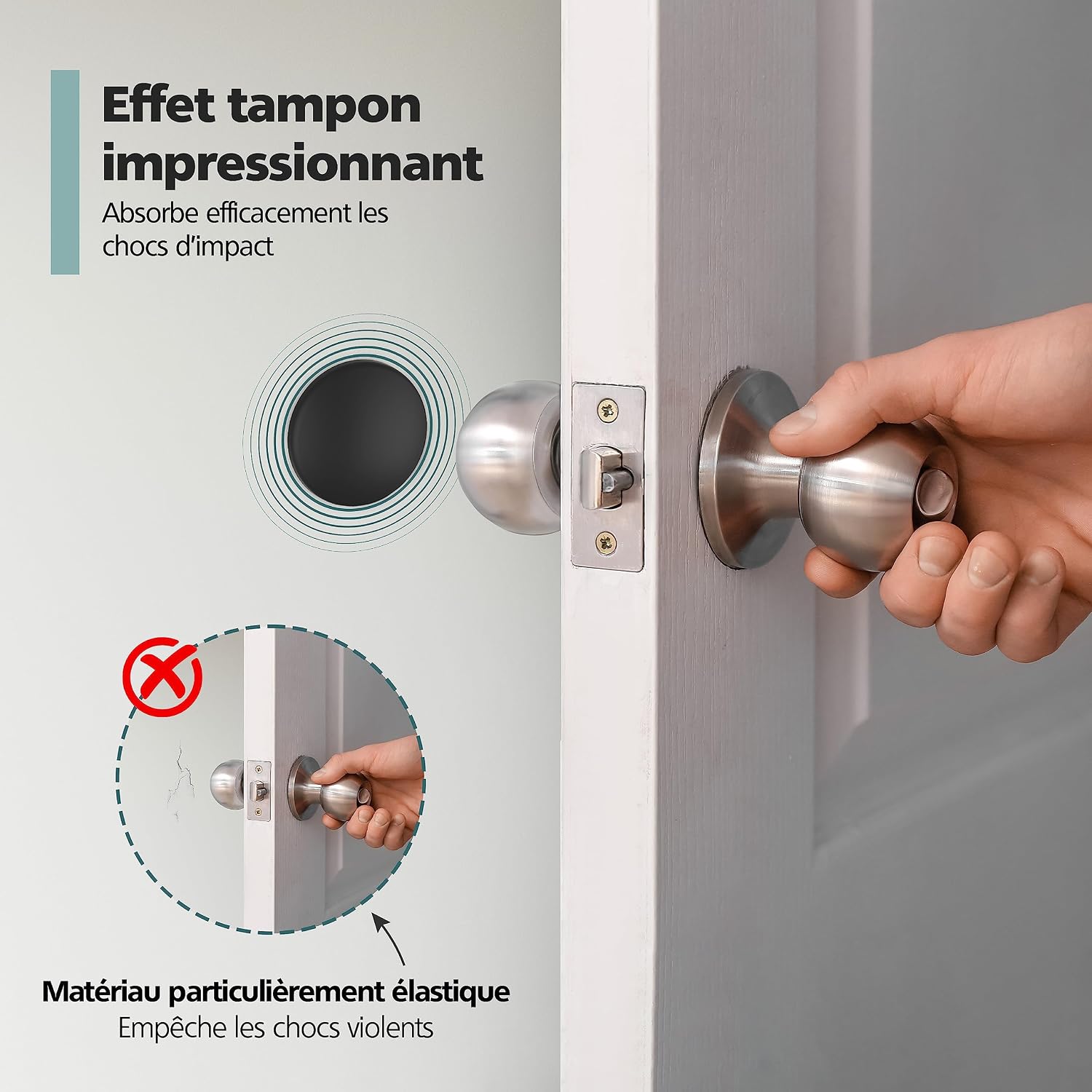 Detalle de virea lot de butées de porte 40 x 8 mm noir – butoirs muraux autocollants pour protéger murs et meubles