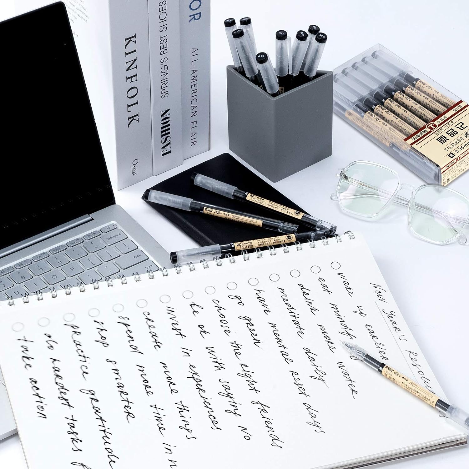 Detalle 2 de Reaeonat 12 Pack 0.35mm Black Gel Pens