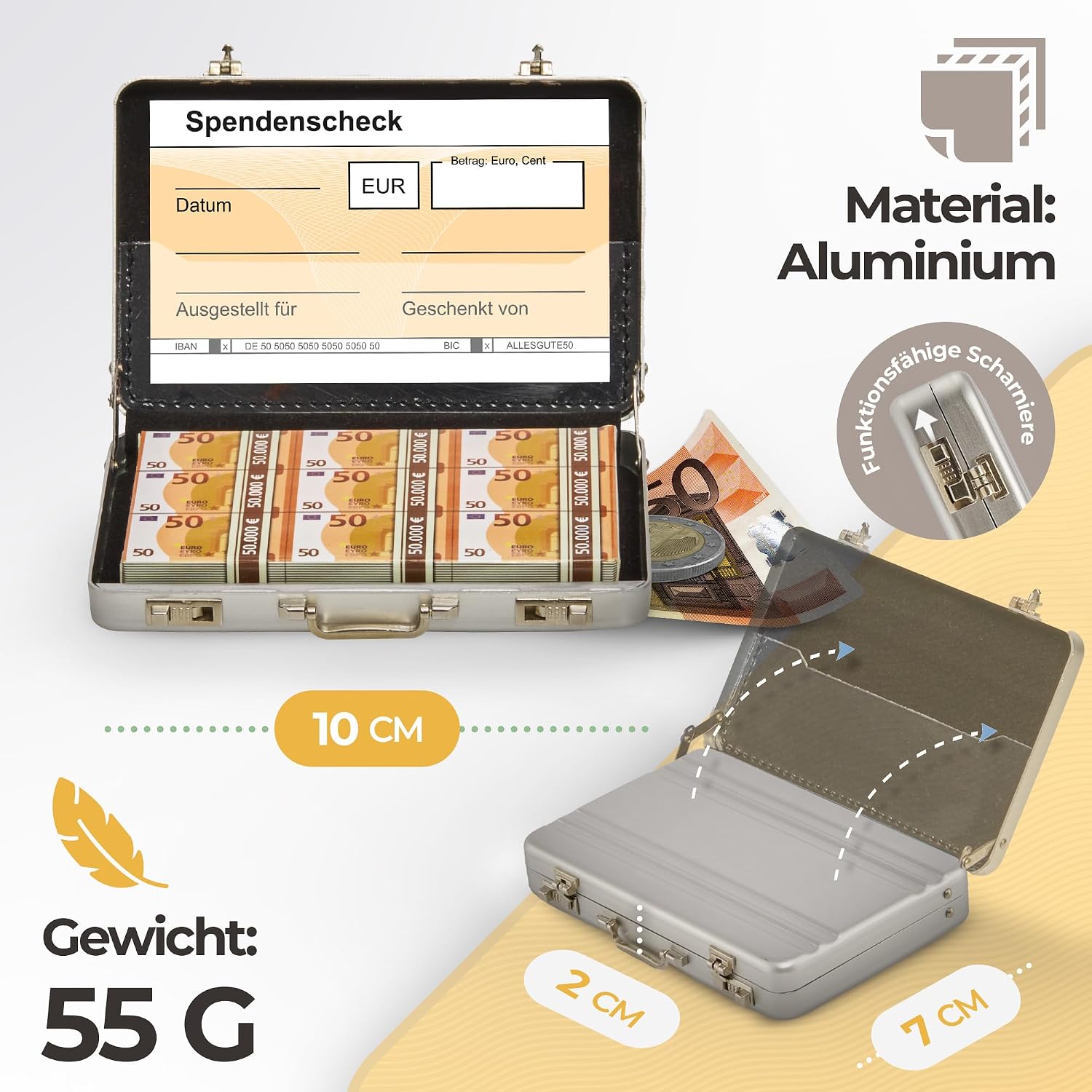 Detalle de Darlena 50. Geburtstag Mini Geldkoffer – originelles Geldgeschenk zum 50. Geburtstag (Frau & Mann)