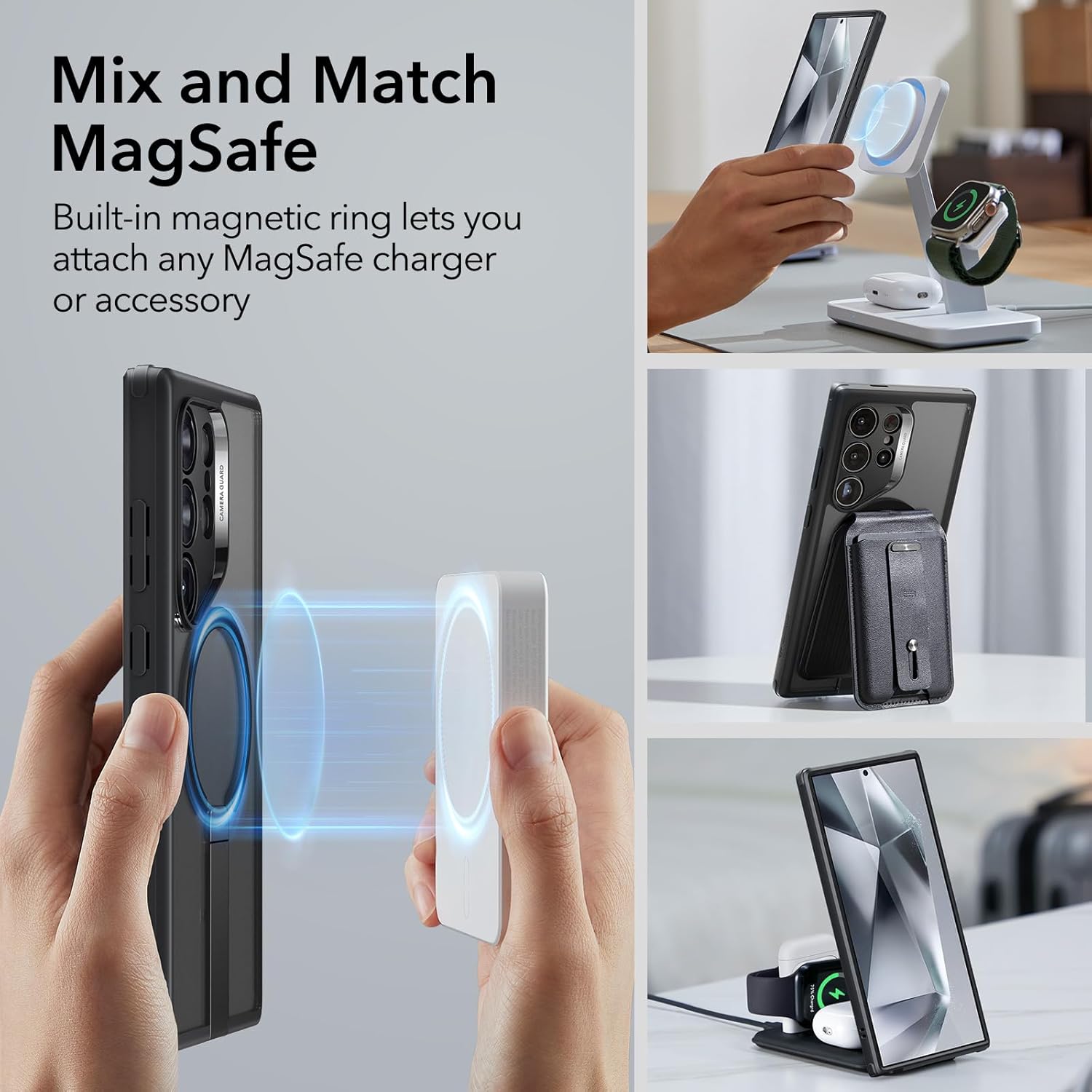 Thumbnail 4 de ESR Coque Galaxy S24 Ultra avec Support et MagSafe – Protection militaire et 3 modes de positionnement