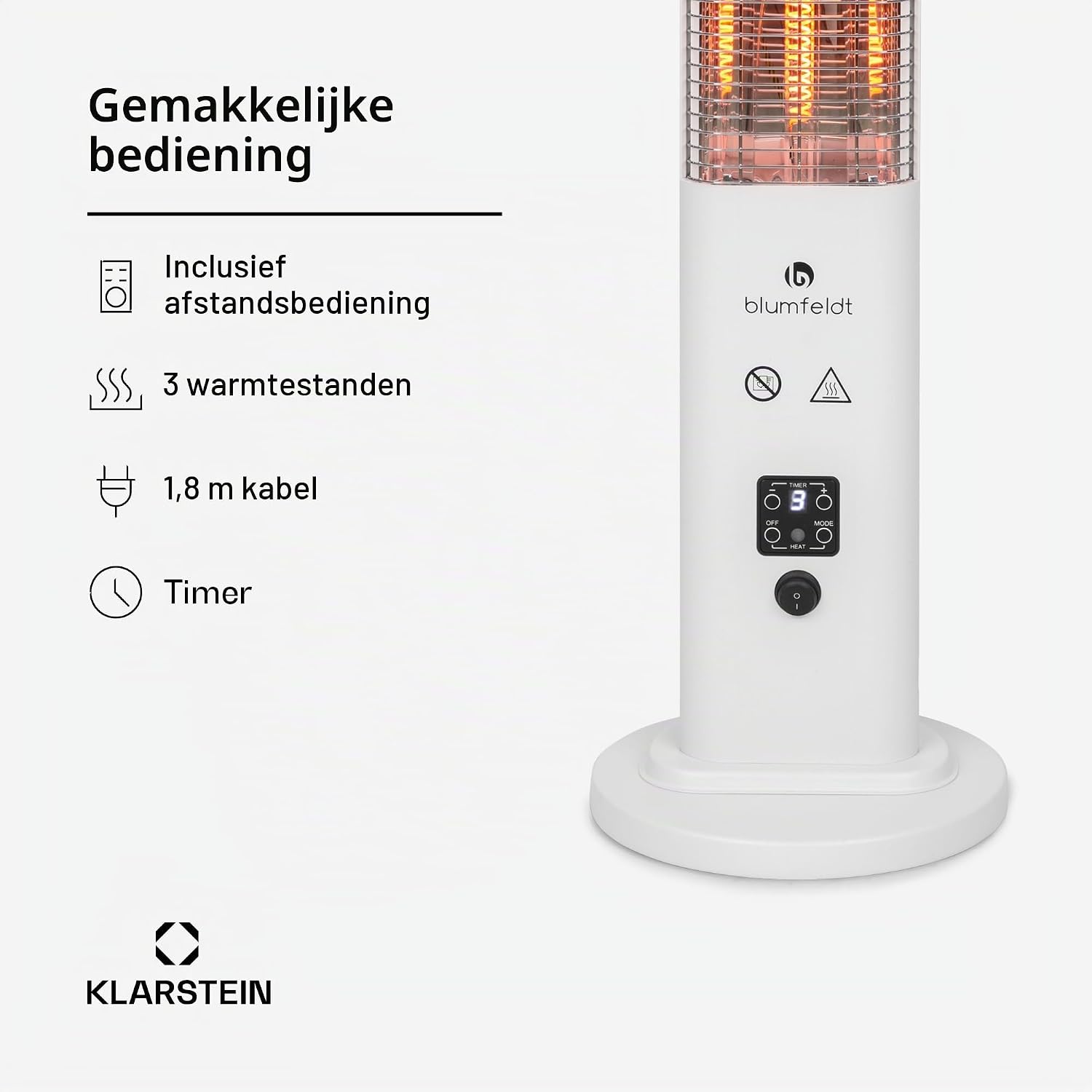 Detalle 2 de blumfeldt 10035096 infraroodverwarming, torenmodel met 3 warmtestanden en kantelbeveiliging