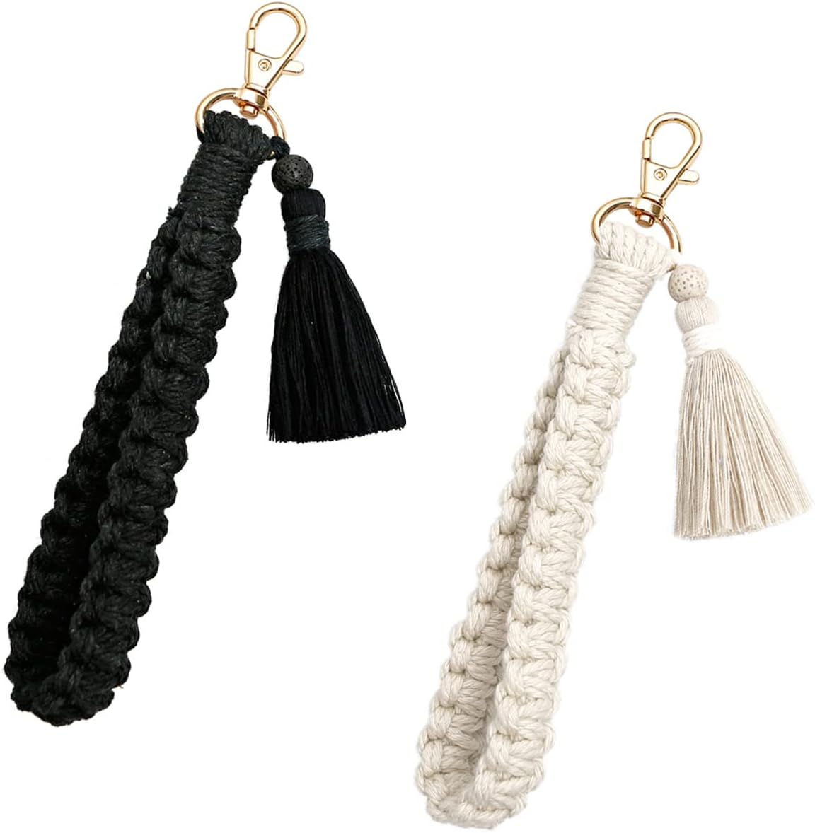 Detalle de CHUQING Makramee-Schlüsselanhänger mit Quaste aus Baumwollkordel – weiches Schlüsselband als Accessoire