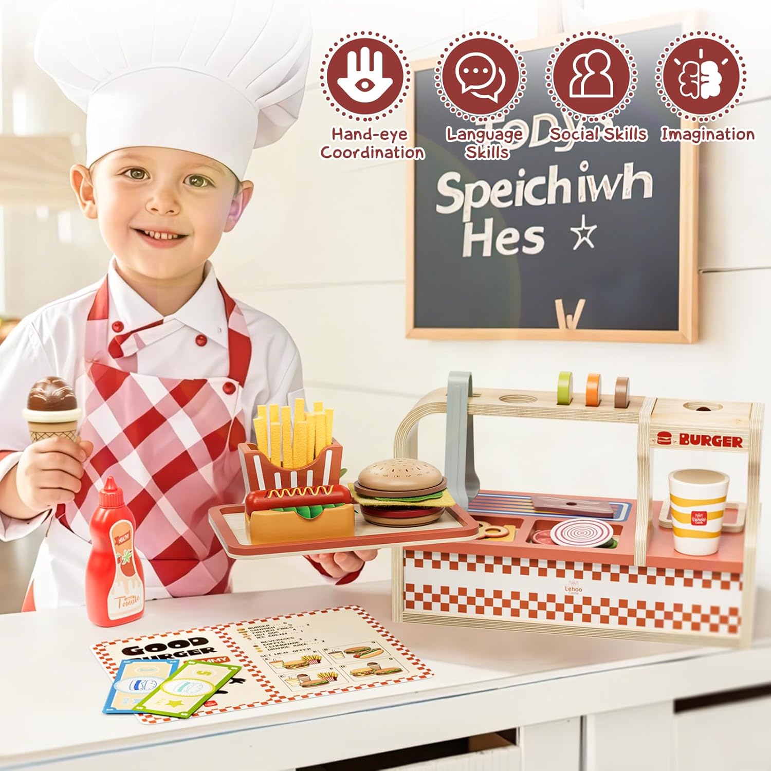 Thumbnail 6 de Lehoo Castle Wooden Play Food Burger Set 🍔