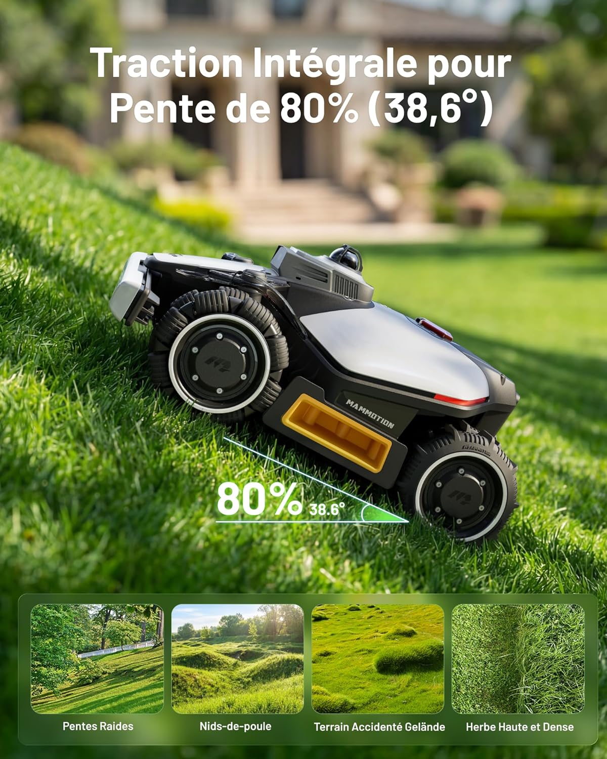Thumbnail 5 de MAMMOTION LUBA Mini 2 AWD 1500 – Robot Tondeuse sans Fil avec Mini Garage et Nettoyage, 360° LiDAR, IA et Multi-zones