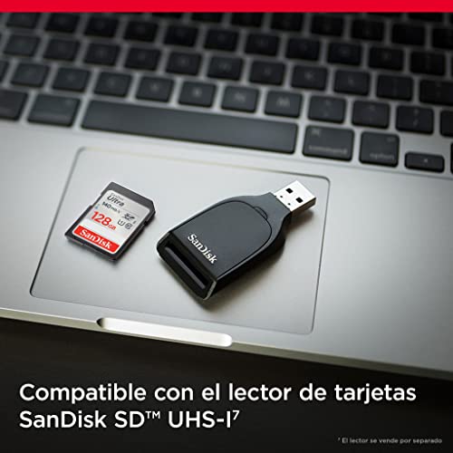 Detalle de SanDisk Ultra SDXC 128 GB UHS-I U1 V30 con RescuePRO Deluxe (hasta 140 MB/s)