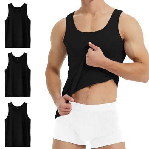 Detalle de YouShow Camiseta Tirantes Hombre Pack 3 100% Algodón – Negro