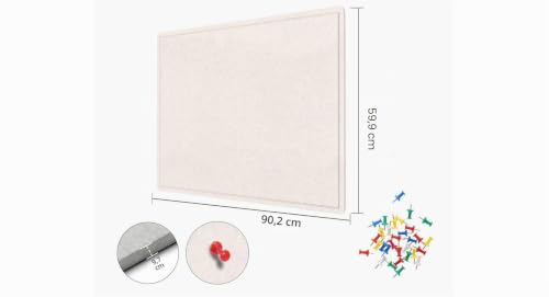 Detalle de Pinnwand Filztafel 88 × 59 cm von HEDOBCESO mit 20 Pinnnadeln – faltbar, selbstklebende Sichttafel