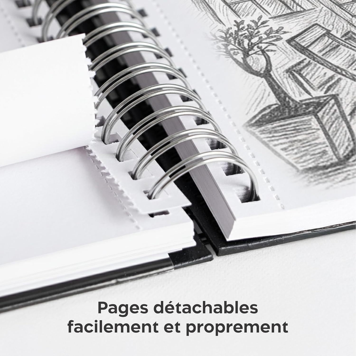 Thumbnail 3 de Zenacolor Cahier de dessin A4 200 g/m² – papier très épais, 50 feuilles (100 pages), couverture rigide et spirale