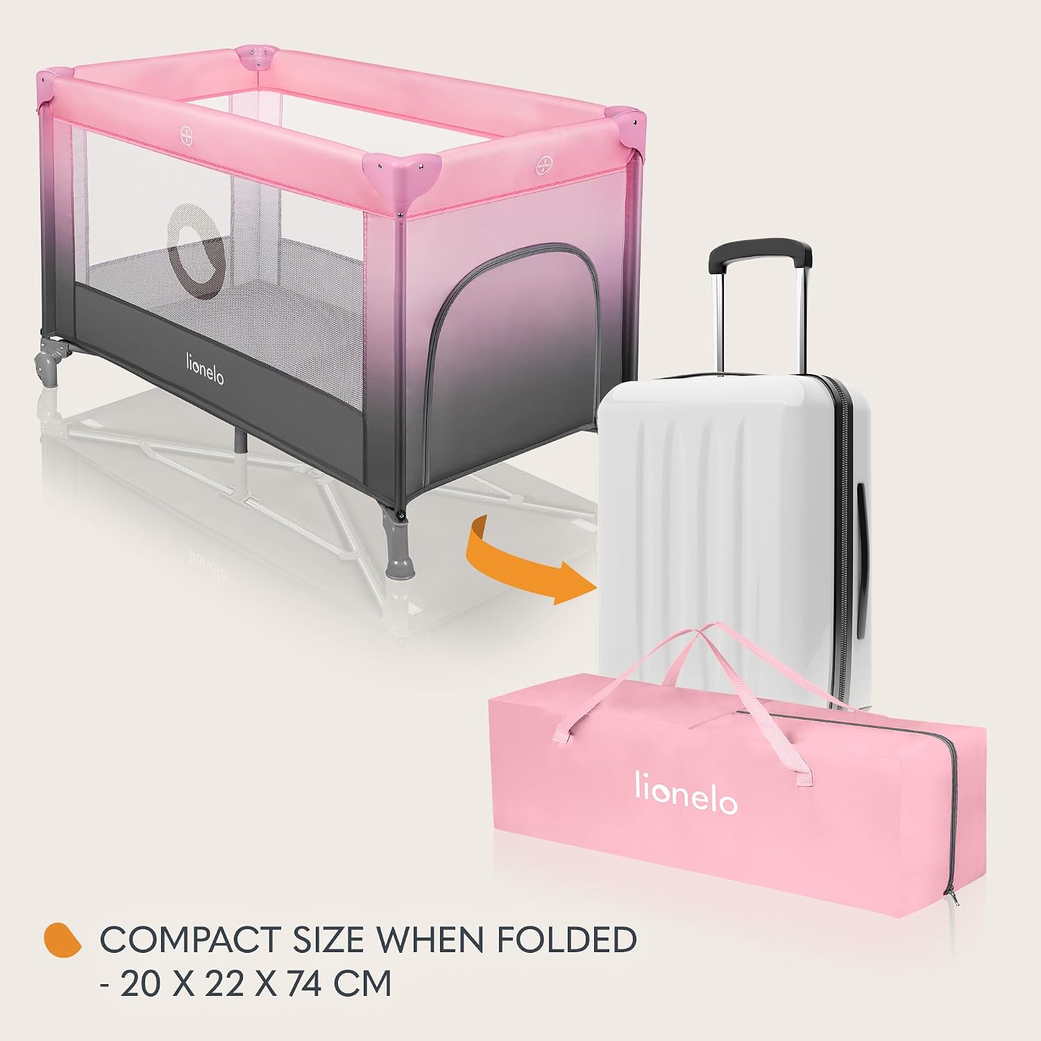Thumbnail 4 de Lionelo STEFI Travel Cot: Portable Baby Bed for 0–36 kg with Mattress, LockGuard Safety and Easy-Fold System