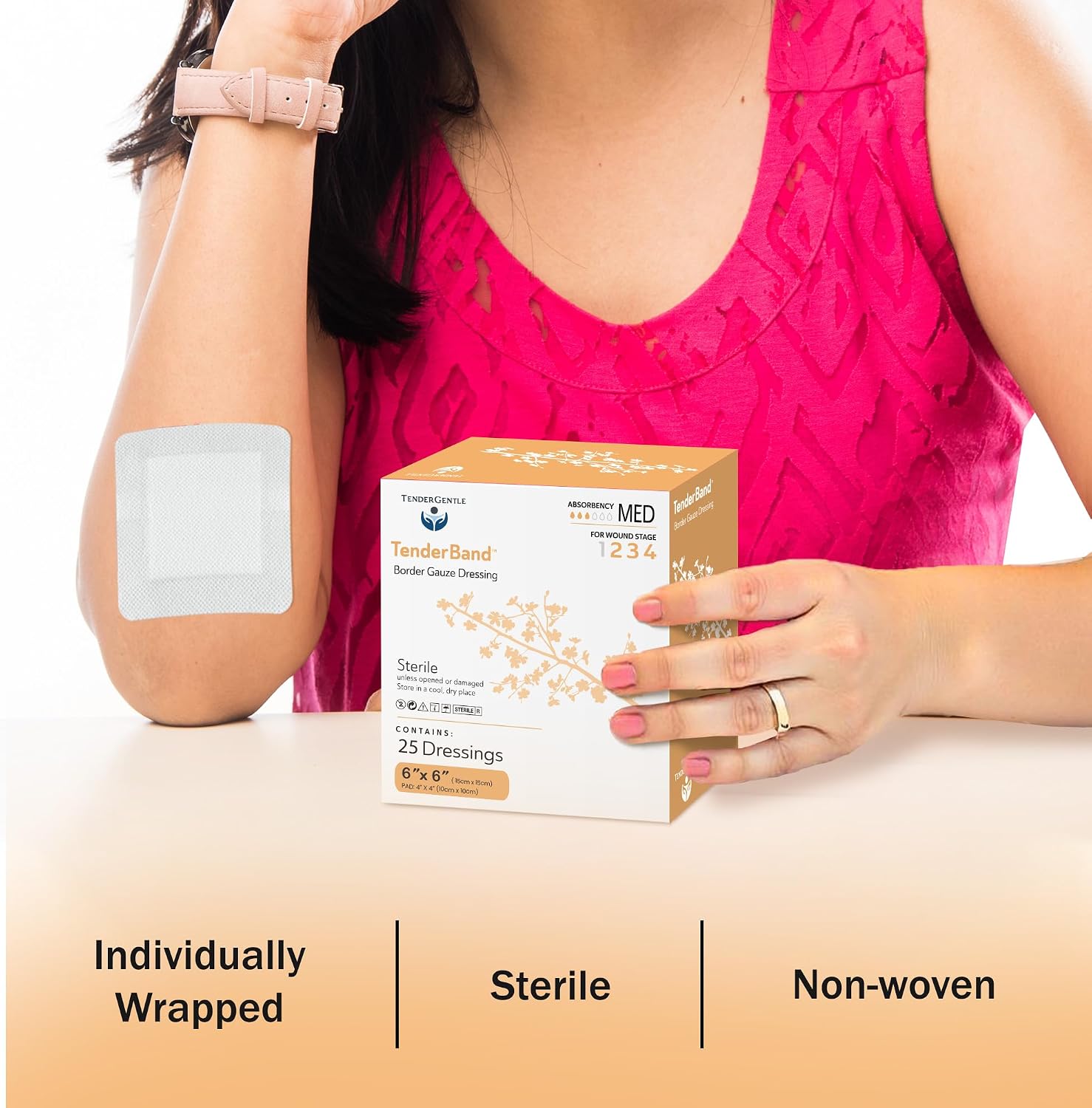 Thumbnail 2 de TenderGentle 6x6 Bordered Gauze Island Dressings, 25 Sterile Adhesive Pads