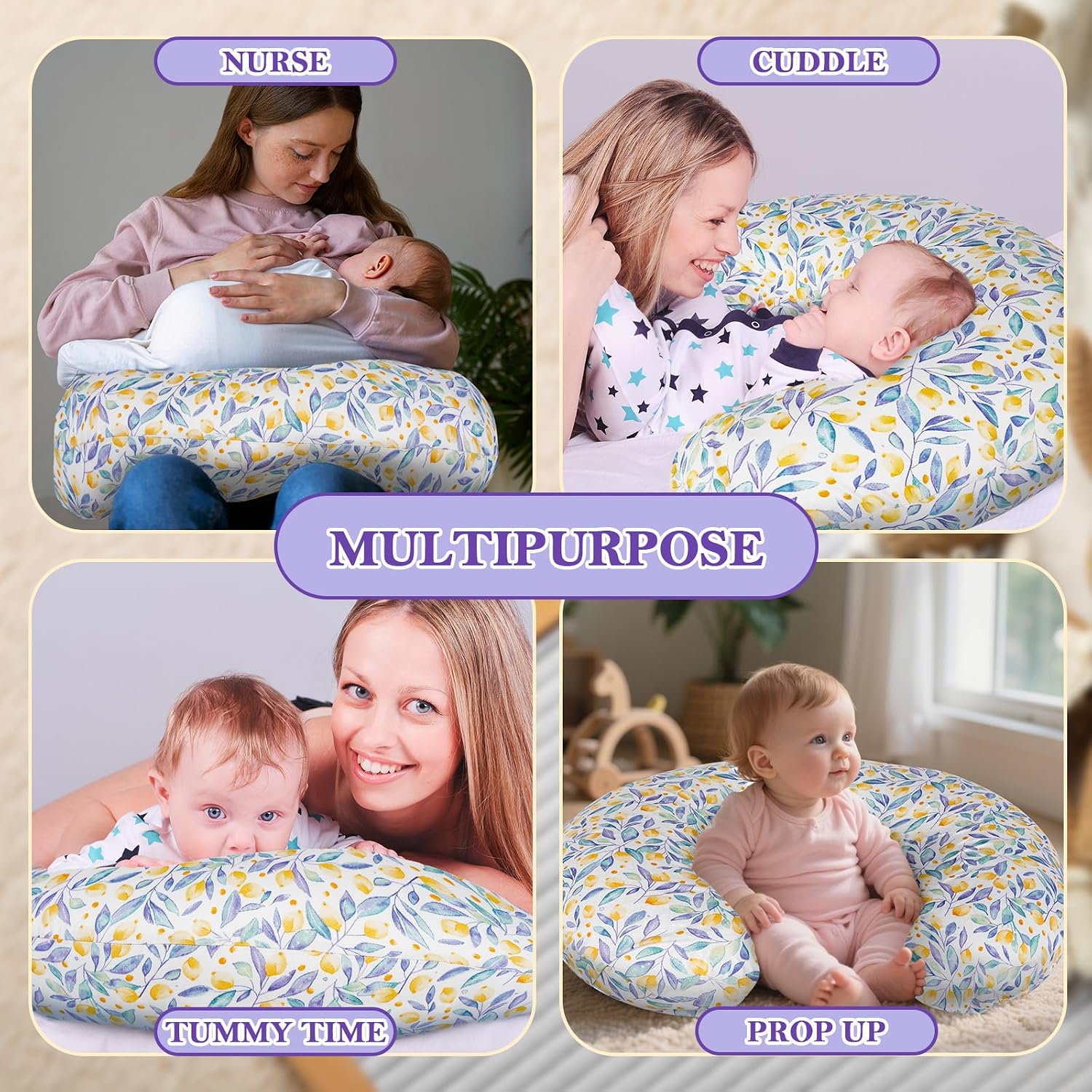 Detalle 2 de LLCJYYCY C-Shape Nursing Pillow with Breathable Fill and Washable Cotton Cover