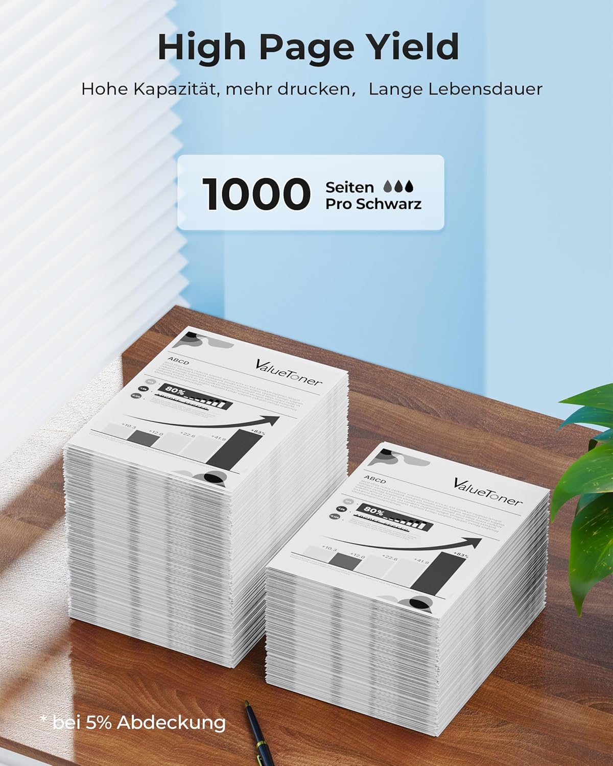 Detalle de ValueToner TN1050 (TN 1050) kompatibler Toner schwarz – 2er-Pack für Brother
