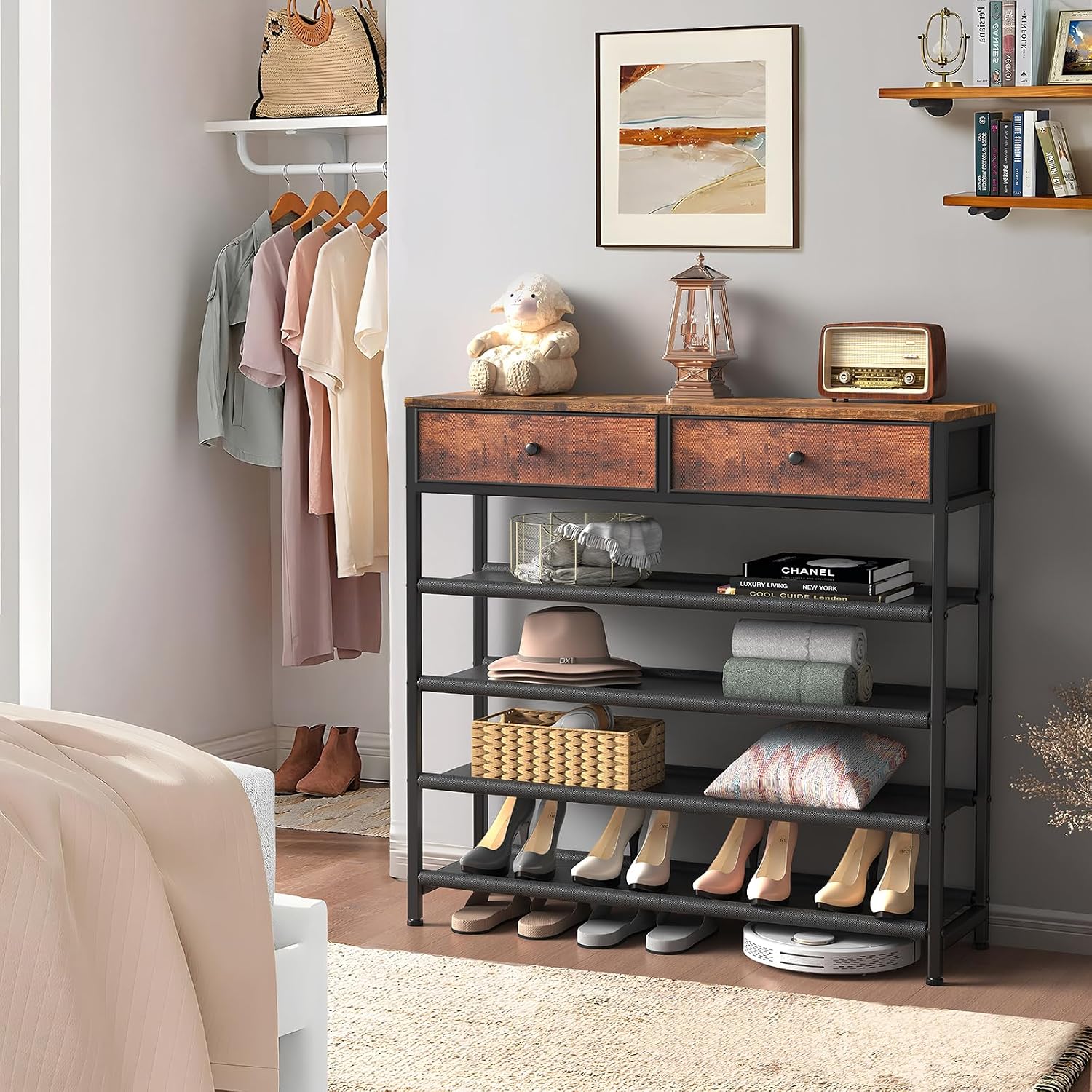Thumbnail 3 de usikey Shoe Rack 5-Tier Shoe Organizer for 20 Pairs