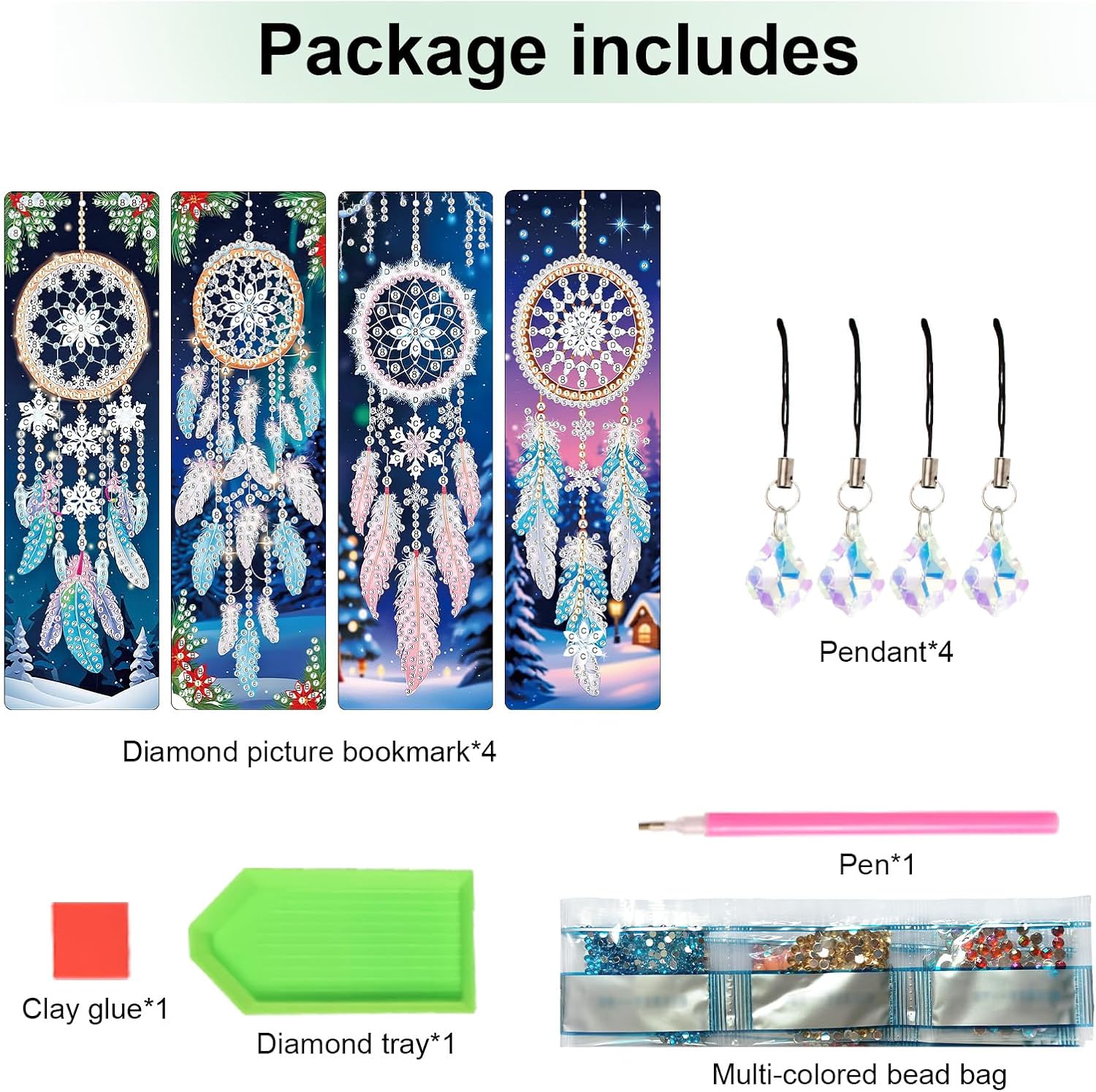 Detalle de 5D Diamond Painting Bookmarks, 4-Piece Set
