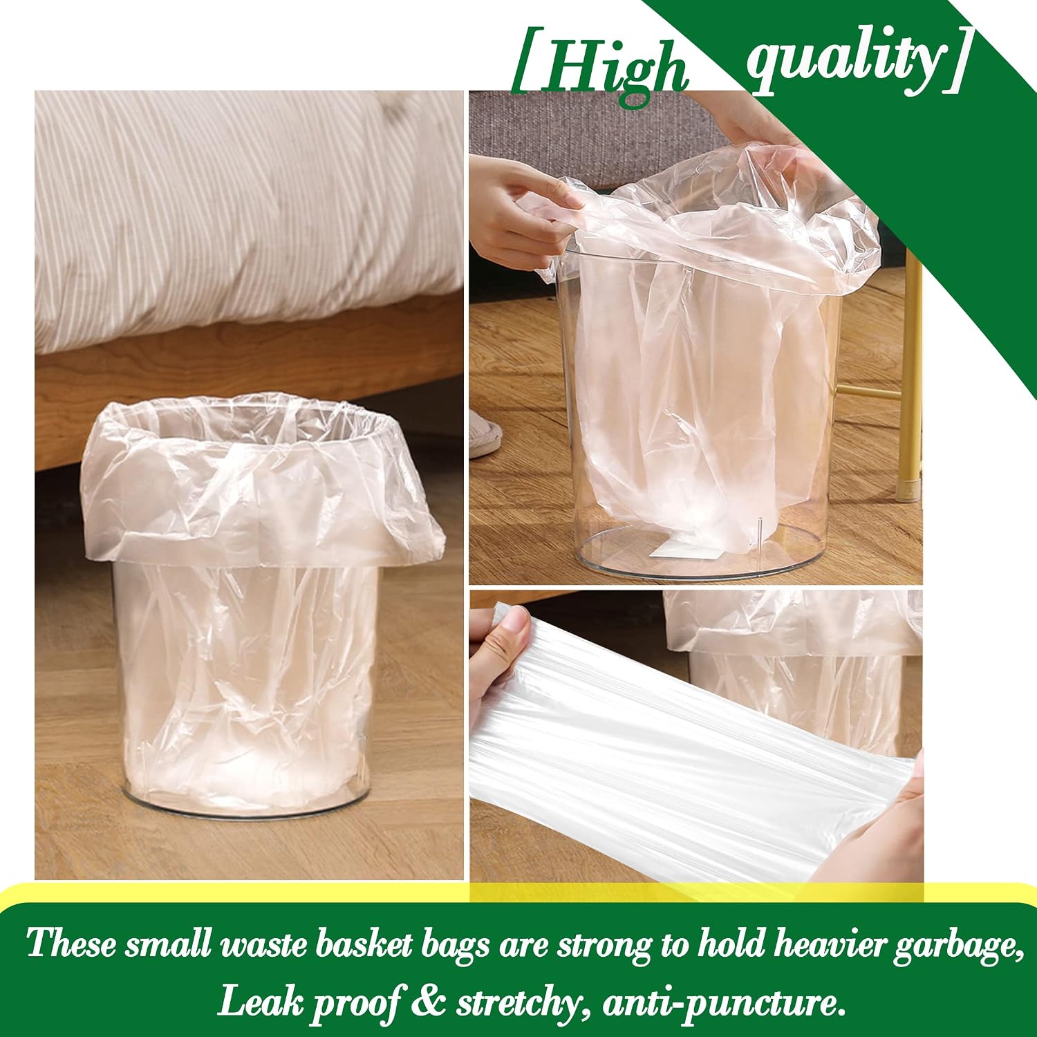 Detalle de Hommaly 2 Gallon Clear Trash Bags (120 pcs) – Extra Strong, Leak-Proof, Unscented Bin Liners for 1.8–2 gal Waste Bins