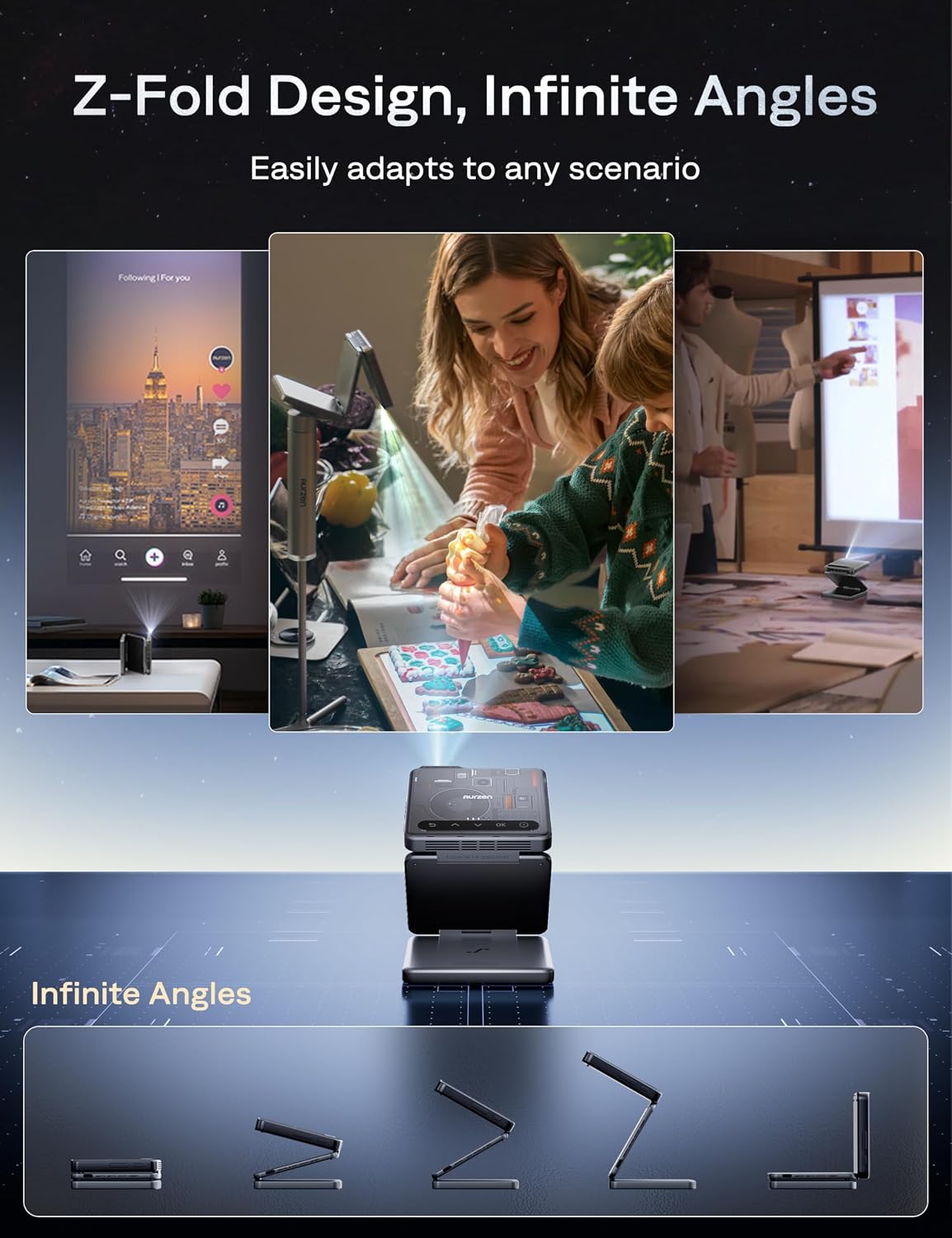 Thumbnail 3 de Aurzen ZIP Tri-Fold DLP Ultra-Portable Mini Projector