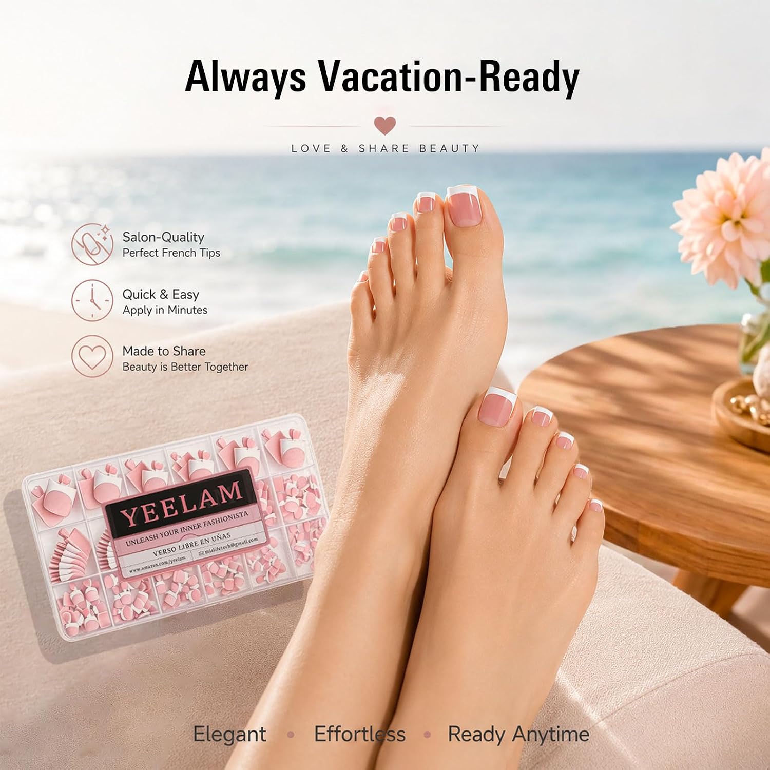 Detalle de YeeLam Press-On Toenails, 240-Piece Pack