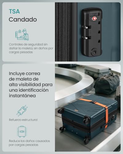 Detalle de SONGMICS TREVO RLP003C101, maleta rígida XL de ABS de 110 l con candado TSA