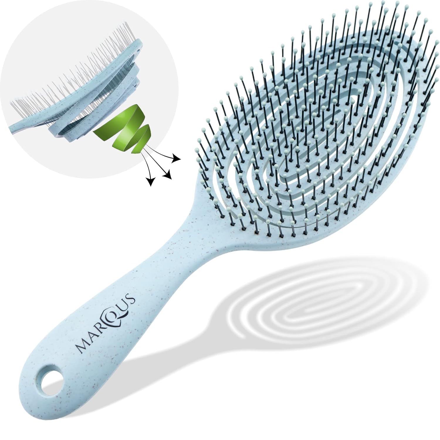 Thumbnail 6 de marQus Bio Haarbürste ohne Ziepen mit Doppelspiralfeder & mehr Borsten (Arctic Blau) – Entwirrbürste für jeden Haartyp