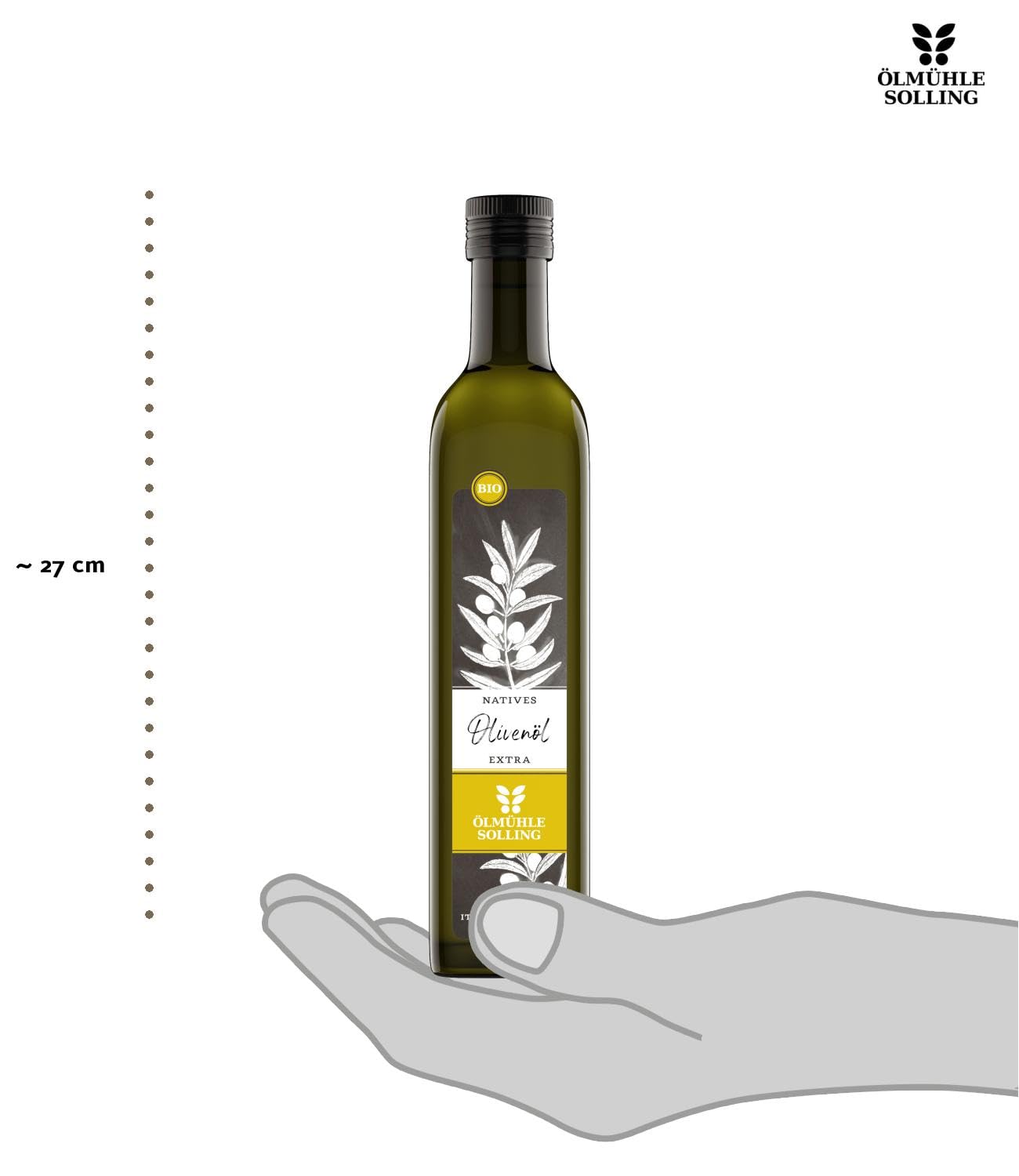 Detalle de ÖLMÜHLE SOLLING BIO Olivenöl – natives Olivenöl aus Italien, 500 ml