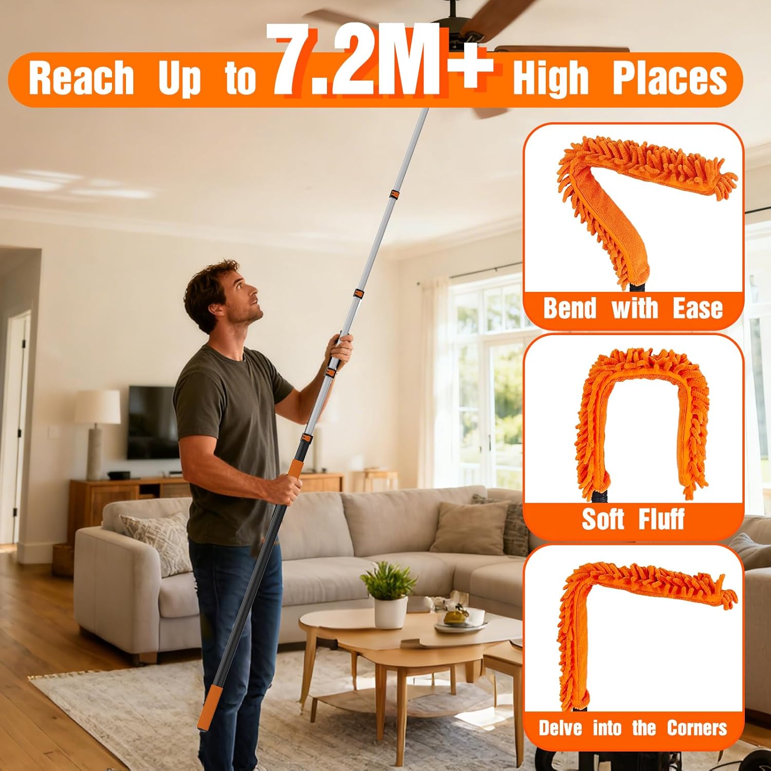 Thumbnail 6 de SISUPASSIE 7.2m Extendable Feather Duster Kit (1.5–7.2m) with Window Cleaning Attachments