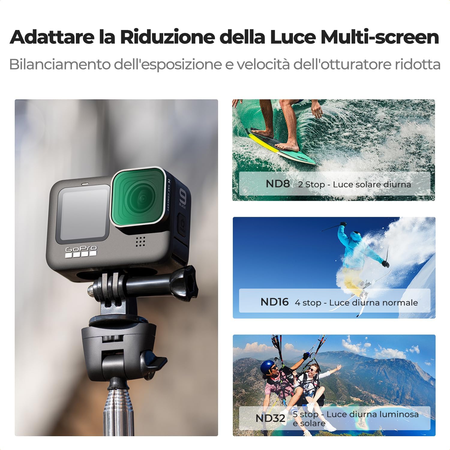 Detalle 2 de K&F Concept Set filtri CPL ND8 ND16 ND32 per GoPro