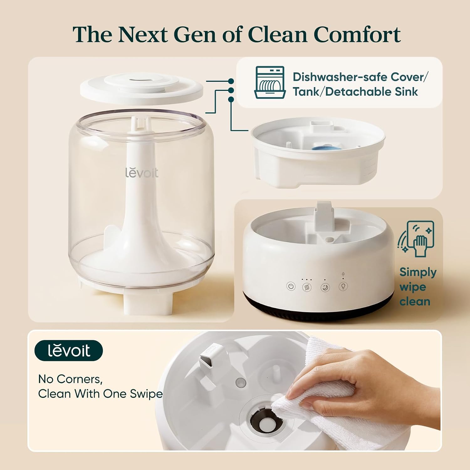 Thumbnail 3 de Levoit NeoClassic 450 Humidifier for Bedroom — 4.2L Top Fill, Ultra-Quiet 21dB, 42-Hour Run Time