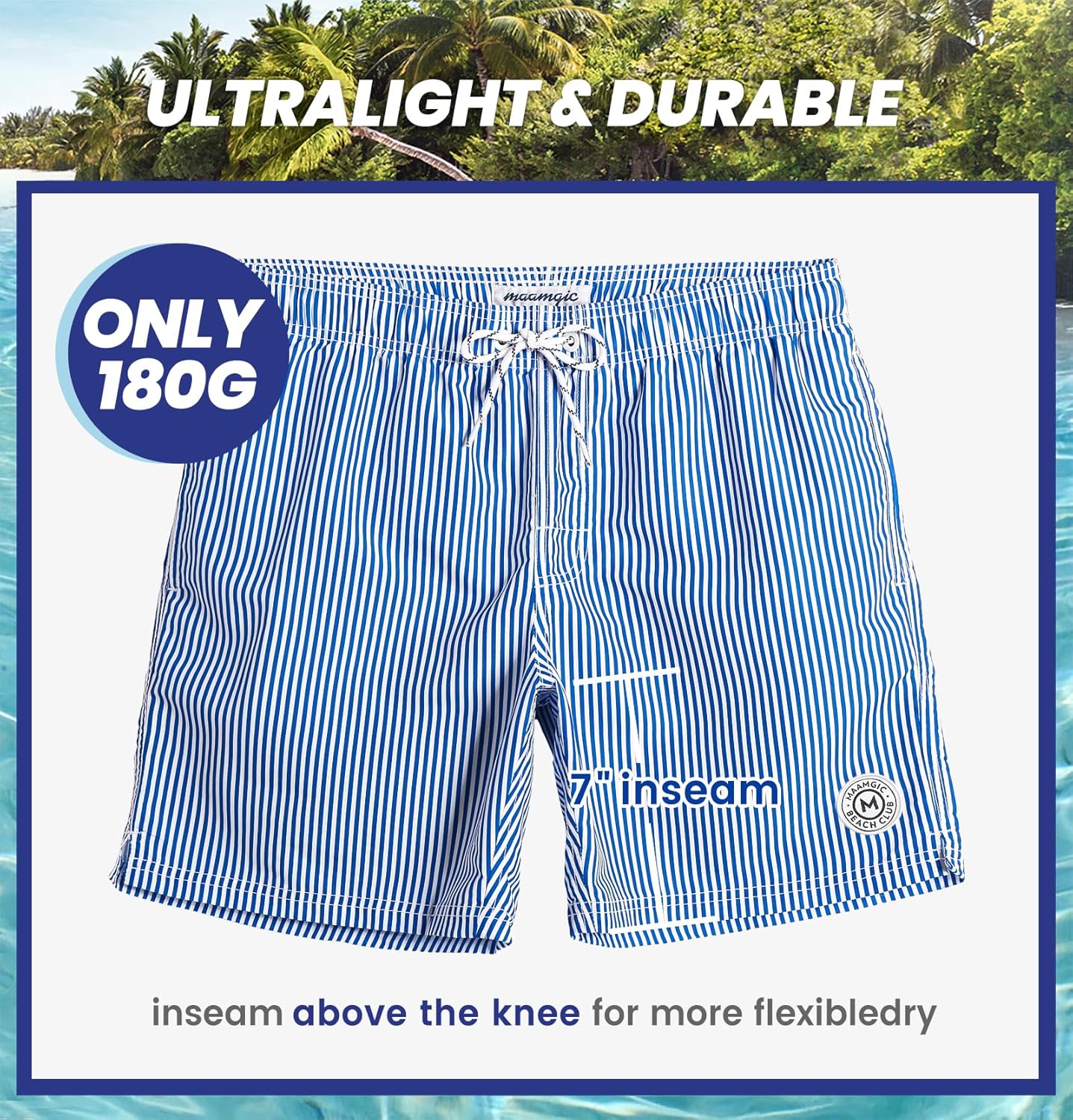 Thumbnail 6 de maamgic Mens Swim Trunks 7-inch Quick Dry