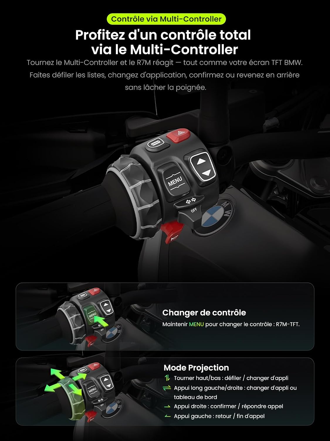 Thumbnail 2 de RiderNav R7M 7" CarPlay et Android Auto sans fil pour motos BMW (Nav Prep 5/6)