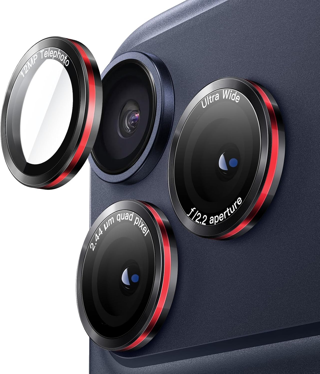 Detalle de JETech 1388- osłona obiektywu iPhone 17 Pro/Pro Max, szkło 9H