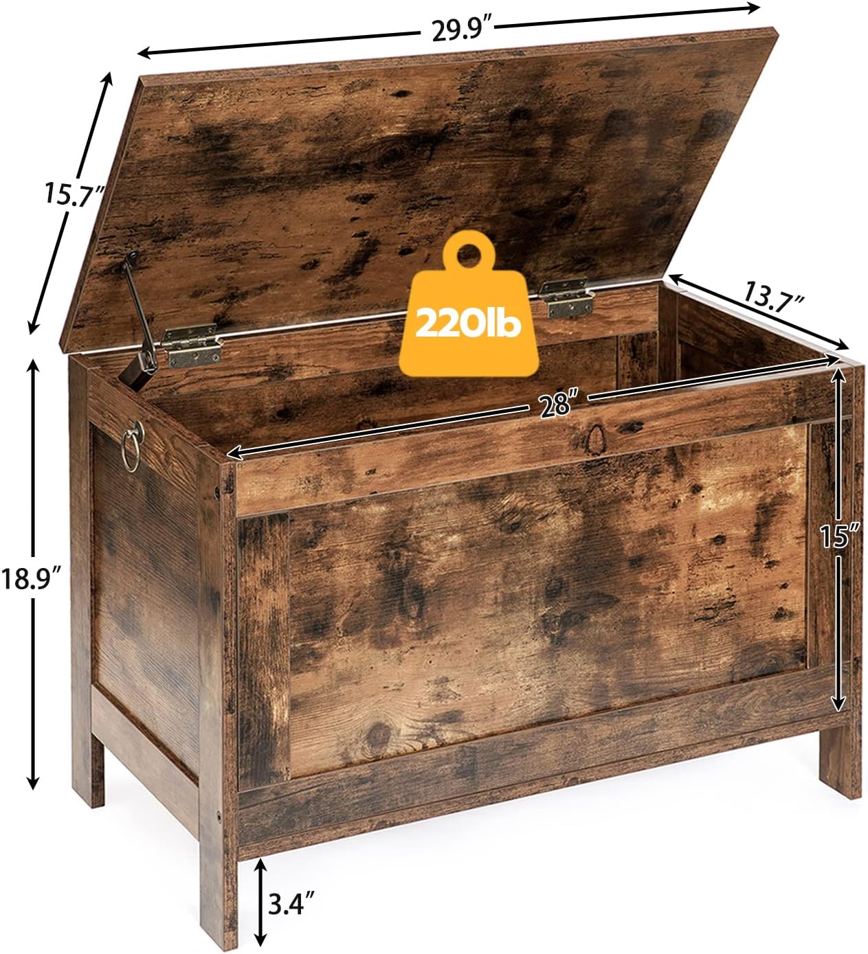 Detalle de HOOBRO BF75CW01G1 Toy Box 29.9×15.7×18.9 in