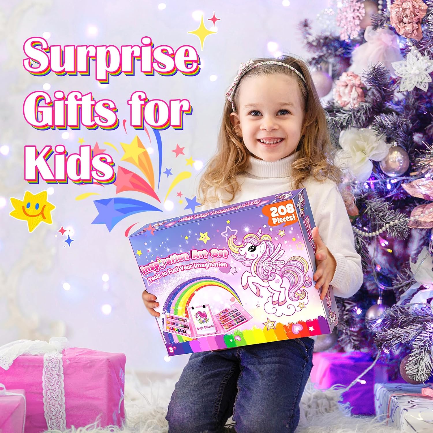 Thumbnail 6 de HappyGoLucky Unicorn Gifts for Girls – 208-Piece Art Set for Kids Aged 3–9